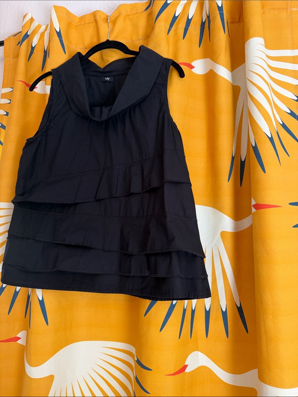 Black Tiered Ruffle Sleeveless Tank Top